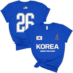 World Soccer 2026 Korea T-Shirt Men Women Cup Tournament International Football Fan Tee National Team Supporter Top Blue