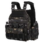 YAKEDA Tactical Vest Quick Release Airsoft Vest Adjustable for Adults (Black CP)