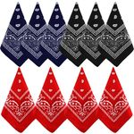 NACHLYNN 10pcs Paisley Bandanas Assorted Bandanas Cowboy Polyester Headbands Square Scarf Headwear (10, Red, Black, Navy blue)