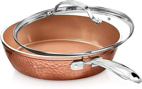 GOTHAM STEEL 2697 12” Nonstick Fry Pan with Lid – Hammered Copper Collection, Premium Aluminum Cookware with Stainless Steel Handles, Induction Plate for Even Heating, Dishwasher & Oven Safe Large