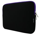 Emartbuy Black/Purple Water Resistant Neoprene Soft Zip Case/Cover Sleeve Compatible with 10-12 Inch Laptops, Tablets and Other Devices as Listed Below