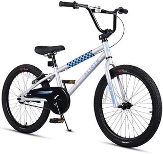 vollsch BMX Style Kids Bike for 6-14 Years Old Boys Girls Teens 20 Inch Bicycle with Kickstand Rear V Brake Coaster Brake, Silvery