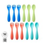 Nuby Good Square Meal Toddler Cutlery - Durable | Dishwasher Safe | Easy Grip Handles (Pack of 12)