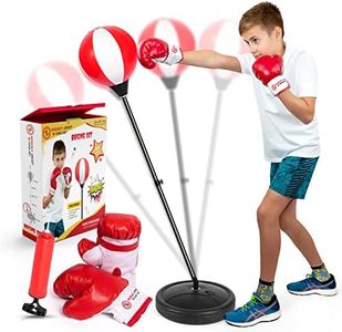 WISHKY SPORT Punching Bag for Kids Incl Boxing Gloves for 3-10 Years Old | Boxing Bag Set Toy with Height Adjustable Stand | Ideal Christmas & Birthday Gift for Boys & Girls Age 3-7 8, 9, 10 Years Old