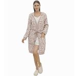 DOOWELL Women's Wild Robes,Fashionable Leopard Robe for Women with Pockets,Warm Plush Bathrobe Comfortable,Soft,Durable Cream