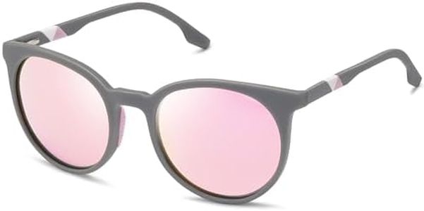 SOJOS Oversized Round Polarized Sports Sunglasses for Women Men, Ultralight TR90 Frame Sport Sunglasses SJ2092, Matte Grey/Pink Mirrored, X-Large
