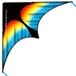 Flying Hoofer Large Beach Delta Kite for Adults and Kids Ages 4-8 & 8-12, Extremely Easy to Fly for Beginners(60X30''), Single Line Kite,Comes with 300 FT String Kite Handle.(Rainbow)