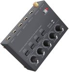 LiNKFOR 4 Channel Audio Mixer Ultra compact Low-noise Stereo Audio Mixer Metal Shell with Separate Volume Adjustment Power Switch for Microphones Guitars Bass Keyboards Stage Mixer