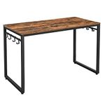 VASAGLE Computer Desk, Writing Desk, Home Office Desk with 8 Hooks, 120 x 60 x 75 cm, for Study and Bedroom, Easy Assembly, Steel, Industrial Design, Rustic Brown and Black LWD58X