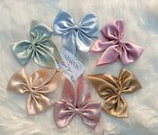 Starvis Silky Satin Organza Hair Barrettes Bow Clip For Women Large Bow Hair Metal Clips French Barrette Long Tail Soft Plain Color Bowknot Hair 90's Accessory (Satin Bow Clip- Bubblegum),Multi