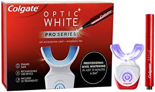 Colgate Optic White Pro Series At Home Teeth Whitening Kit, LED Device and Teeth Whitening Pen, 30 Treatments, Enamel Safe