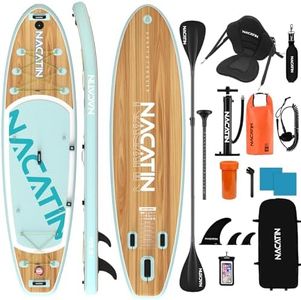 NACATIN Inflatable Stand Up Paddle Board for All Skill Levels, 10'6'' SUP Board for Adults with Non-Slip Deck, Full SUP Accessories & Kayak Seat, Great Stability for Lake, Ocean, Yoga & Fishing