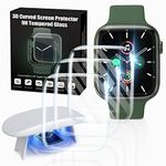 Watch Screen Protector Compatible with Apple Watch Series 9/8/7 45mm, Tempered Glass Protector 3D Curved Full Coverage Anti-scratch, Auto-Dispersion Tech with Bubble Free for iWatch 9/8/7 45mm (3 Pack)