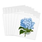 3dRose gc_151419_1 6 x 6-Inch "Blue Hydrangea Flowers Vintage Art Floral Drawing Summery Flowery Spring Antique Image" Greeting Card