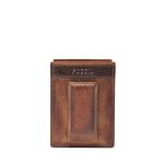 Fossil Men's Quinn Leather Magnetic Card Case with Money Clip Wallet, Brown, (Model: ML3676200)