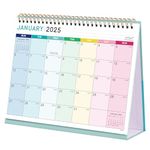 Desk Calendar 2025 - Calendar 2025 UK, Runs from Jan. 2025 to Dec. 2025, 12 Month Desktop Calendar, Starts on Monday, 25.3 x 20.5 x 7.8 cm, Rainbow plaid