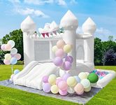 Inflatable Commercial Grade White Bounce House PVC Castle Jumper for Birthday, Wedding, Party