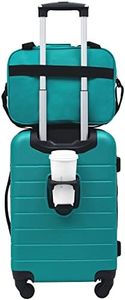 Wrangler Smart Luggage Set with Cup Holder and USB Port, Teal, 2 Piece Set, Smart Luggage Set with Cup Holder and USB Port