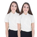 GW CLASSY OUTFIT 2X Girls Polo Shirts (Pack of 2) Short Sleeve Girls School Uniform Polo T-Shirts PE Tops 4-12 Years (9-10 Years, 2X White)