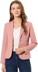 Allegra K Women's Work Office Blazers Stretch Lapel Collar Long Sleeve Jacket Suit Blazer Dark Pink S