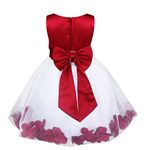 iEFiEL Girl Flower Petals Dress Formal Wedding Bridesmaid Party Christening Princess Dresses Burgundy 4 Years