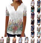 LRMQS Day Prime Deals Today 2024 Short Sleeve Summer Tops for Women 2024 Vacation Trendy Loose Fit Boho V Neck Tunic Blouse Casual Floral Shirt Clothing Peime Your My Orders Summer Tops for Women