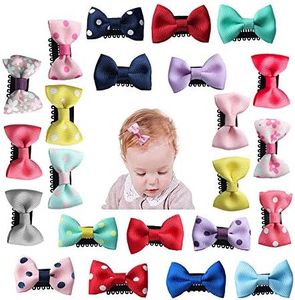 Pinces à Cheveux, 23Pcs Barrette Nœuds Cheveux Fins en Ruban Gros-Grain pour Bébés/Fille/Nouveau-Né