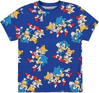 SEGA Sonic The Hedgehog Men's Shirt - The Fastest Thing Alive - The Blur Blur - Official Allover Print T-Shirt, Navy, Small