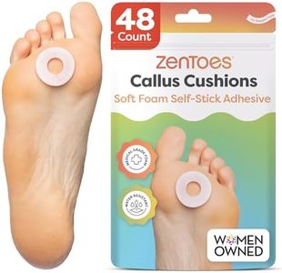 ZenToes Callus Cushions Round Foam Padding with Water-Resistant Self-Stick Adhesive, Protects Foot, Heel and Toes from Rubbing and Friction, Pain Relief from Shoe Pressure (48 Count)