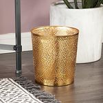 CosmoLiving by Cosmopolitan Metal Small Waste Bin with Laser Carved Floral Design, 9 Inch x 9 Inch x 10 Inch, Gold