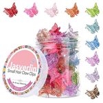 JASVERLIN Glitter Small Butterfly Hair Clips, Sparkly Colorful Hair Accessories for Girls and Women - 90s Y2K Cute, Mini, Tiny Claw Clips in 10 Assorted Colors, Set of 50 (Glitter Color)