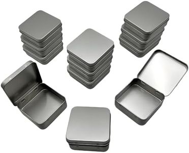 CHSZCHOMER Sturdy Metal Tin Box Set Pack of 12 Silver - Compact Storage Solution for Pills, Jewelry, Beads and More. Small Tins with Hinged Lids for Versatile Use and Organization