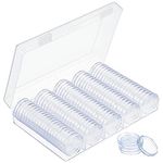 MengH-SHOP Coin Holder 30mm Clear Plastic Coin Capsules Container Round Coin Collection Case with Plastic Storage Organizer Box for Coin Collection Supplies 100 Pieces