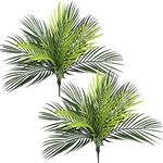 Artificial Tropical Palm Plants, CATTREE Faux Plant Plastic Shrubs Fern Leaves Coconut Tree Fake Bushes for Indoor Outdoor Verandah Office Table Centerpieces Arrangements DIY Decoration - 2 Pcs