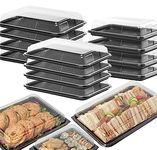 Caterline Food Platter Trays with Lids - Perfect for Catering Events, Buffets, Parties, Sandwiches & Salads. All Platters are Stackable, Reusable, Durable & BPA-Free - Pack of 5 Small, Medium & Large