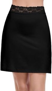 MANCYFIT Half Slips for Women Underskirt Short Mini Skirt with Floral Lace Waistband Black X-Large