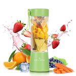 SOLARA Blendkwik Portable Blender for Juices, Shakes, Smoothies, Crushing Ice, USB Rechargeable Battery with 4000 mAh 180Watts Motor,450ml, Pistachio