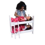 The New York Doll Collection Twin Doll Wooden Bunk Bed - fits 18 Inch/ 46 cm Dolls, Separable Baby Doll Bed, Doll Cot with Ladder Included - Doll Furniture