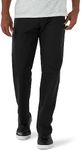 Lee Men's Total Freedom Stretch Relaxed Fit Flat Front Pant, Black, 33W x 30L