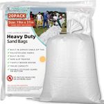 20PCS Sand Bags for Flooding, Flood Prevention Sandbags, White Sand Bags, 19"x 31"Heavy Duty Woven Sand Bag Sacks 100 lb, 25PCS Cable zip Ties for Flood Protection, Erosion Control, Hurricane Barriers