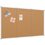 VIZ-PRO Large Cork Bulletin Board/Foldable Noticeboard, 96 X 48 Inches, Silver Aluminium Frame…