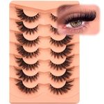 Fluffy Lashes Cat Eye False Eyelashes Wispy Strip Eyelashes Mink Lashes Fox Cat Eye Lashes Long Volume Fake Eyelashes 7 Pairs ALICROWN