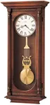 Howard Miller Helmsley Wall Clock - Traditional Pendulum Clock with Brass Finished Bezel, Westminster & Ave Maria Chimes, Wooden Finish Lyre Pendulum, Quartz Movement & Battery Operated