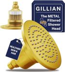 Gillian™ by HammerHead High Pressure Shower Head with Filter – Genuine KDF-55 Filtered Shower Head for Hard Water, Healthier Skin & Hair – Metal 6-Inch Rainfall Showerhead with Filters, Brushed Gold