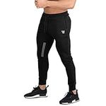 BROKIG Mens Vertex Gym Joggers Sweatpants Tracksuit Jogging Bottoms Running Trousers with Pockets (XL, Black)