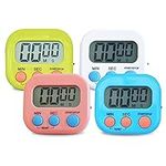 4 PCS Kitchen Timer, Colorful Loud Alarm Timer Magnetic Back Digital Timer with Stand, Kitchen Timers for Cooking, Study, Work (Not Including Battery)