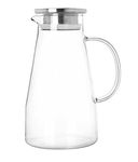 MULTI ZONE Crystal Clear Glass Pitcher Jug with Stainless Steel Lid, 1.8 Liter Jug Romantic Style Embossed Water Jug, Hot Cold Ice Tea, Wine, Milk & Juice Beverage Carafes Lemonade, Beer (1800m)