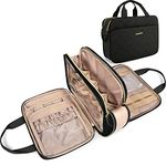 BAGSMART Large Toiletry Bag, Travel Makeup Organizer Water-resistant Makeup Cosmetic Bag Travel Bag for Accessories, Shampoo, Full Sized Container, Toiletries, Black, Medium, Casual