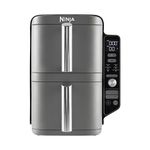 Ninja Double Stack XL Air Fryer, Vertical Dual Drawer AirFryer with 4 cooking levels, 2 Drawers and 2 Racks, Space Saving Design, 9.5L Capacity, 6 Cooking Functions, 8 Portions, Grey SL400UK