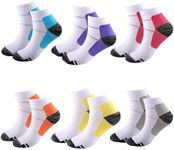 Compression Socks 6 Pairs for Women and Men, Plantar Fasciitis Arch Support Low Cut Running Gym Compression Foot Socks (S/M )